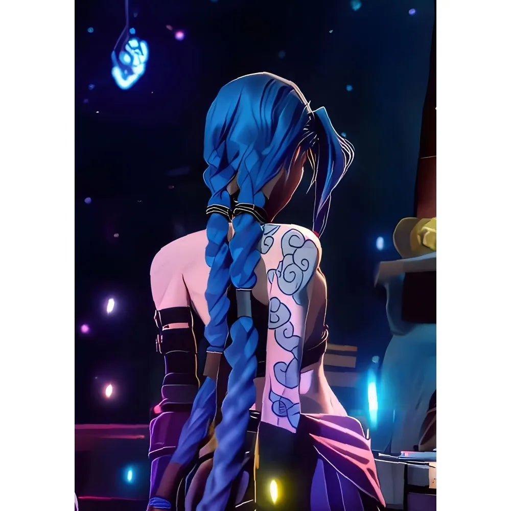 Cartoon Anime Game Arcane J-Jinx Main Art Poster Sticky Wall Art Printing Waterproof Home Living Bed Room Bar Aesthetic Decor