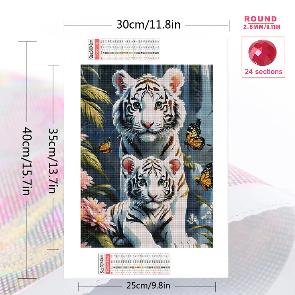 Evershine Full Square Round Diamond Painting Tiger Animal Kits Art Diamond Mosaic Cross Stitch Embroidery Handicraft