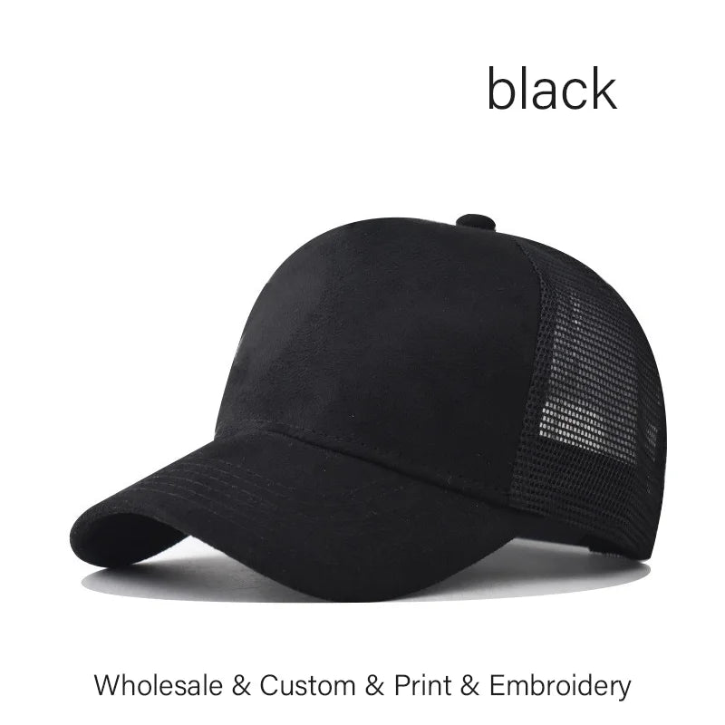 SLECKTON Custom Logo High-quality Suede Mesh Baseball Hat Letter Embroidery Brand Design Outdoor Sport Cap Wholesale Fashion
