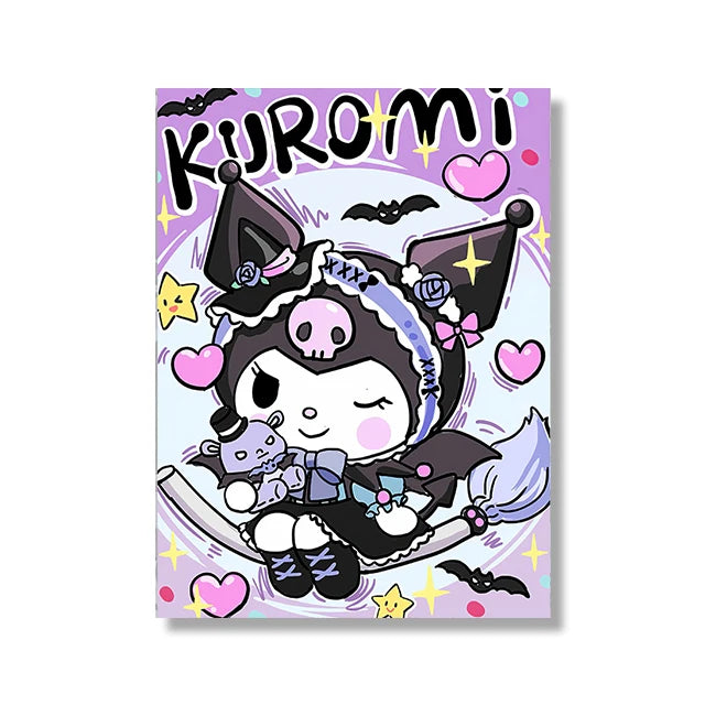 MINISO Cartoon Poster Sanrio Kuromi Hello Kitty Canvas Wall Art Print Mural Home Decoration Birthday Christmas Gift
