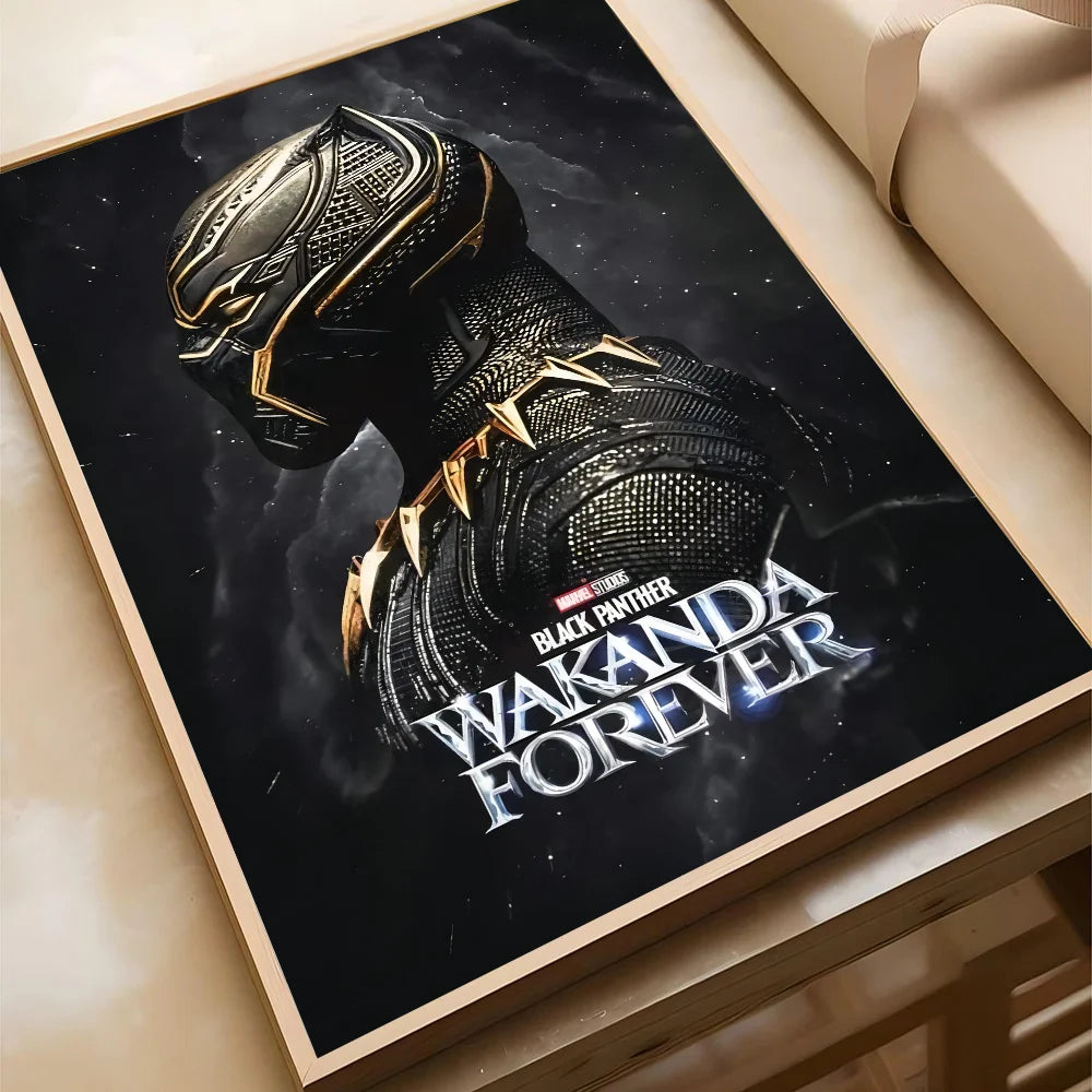S-Superhero W-Wakanda Forever Poster Self-adhesive Art Waterproof Paper Sticker Coffee House Bar Room Wall Decor