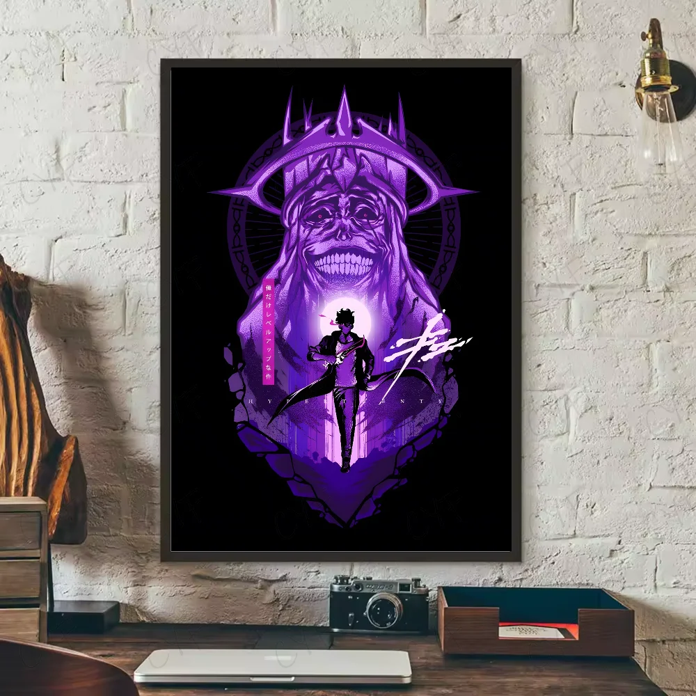S-Solo Leveling Anime Poster HD art sticky wall waterproof home living room bedroom bar aesthetic decoration