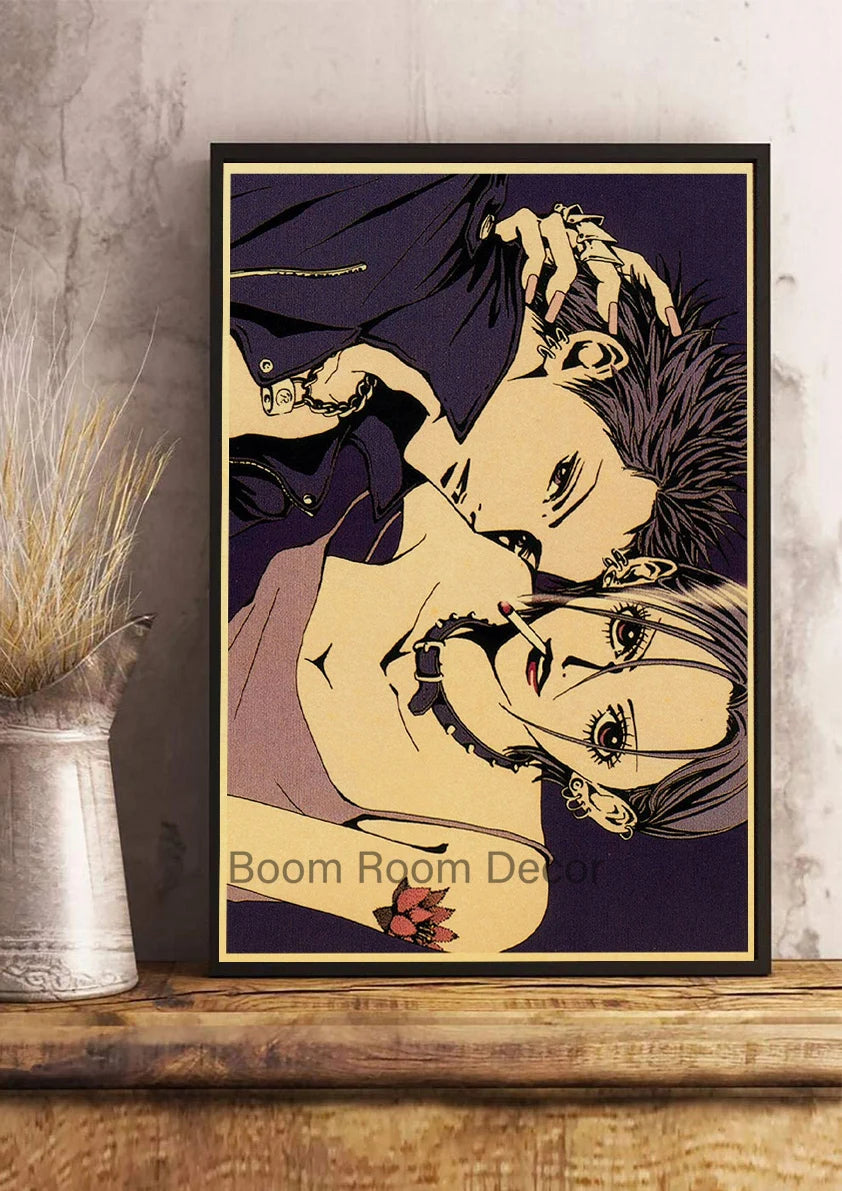 Hot Anime Posters NANA Retro Kraft Paper Sticker Poste 2021 Arrivals Bar Cafe Decor Nostalgia Gift Funny Prints Wall Paintings