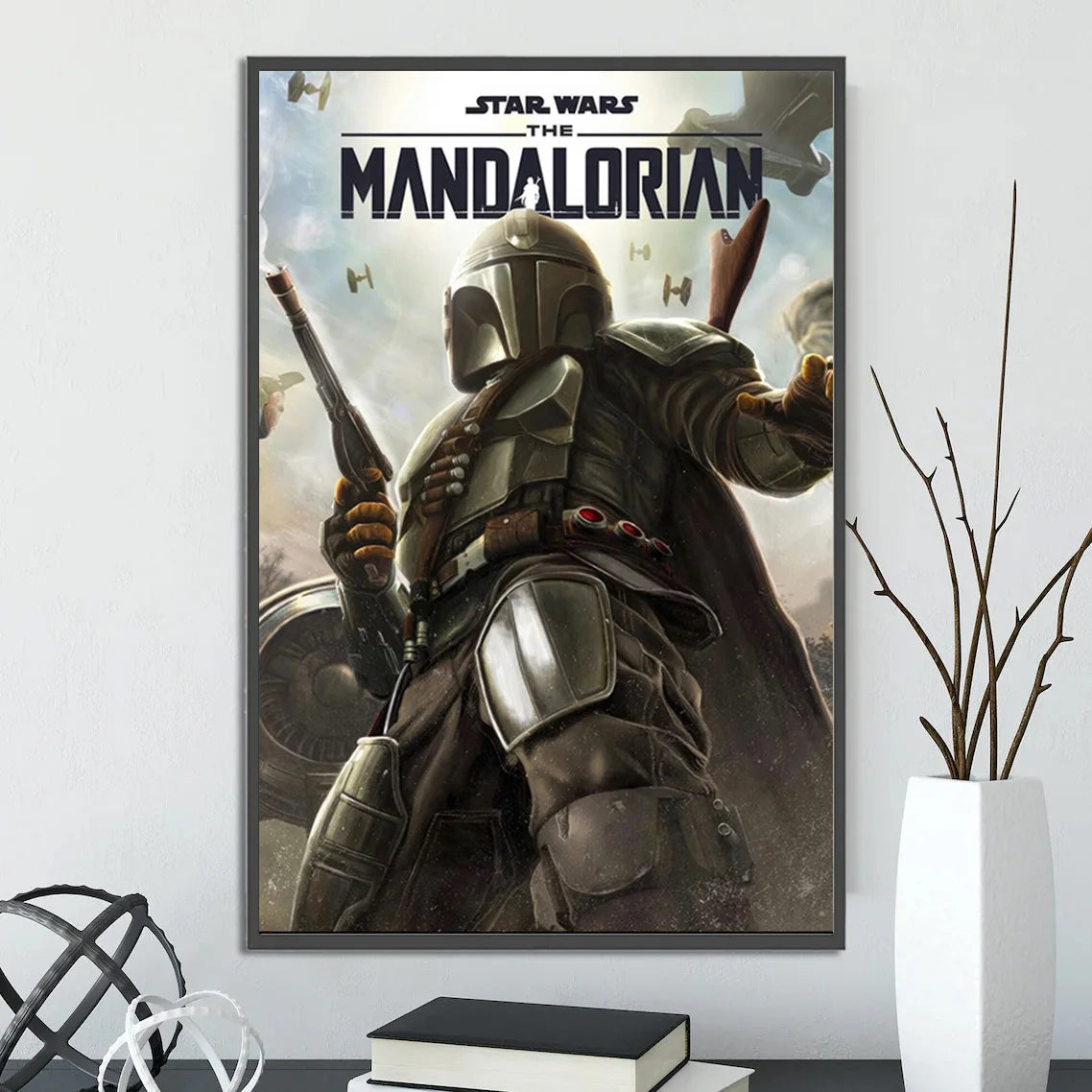 Star Wars Mandalorian Self-adhesive Poster Figures Home Decoration Painting Wall Art Computer Room Decor Kid Gift Yoda Wallpaper