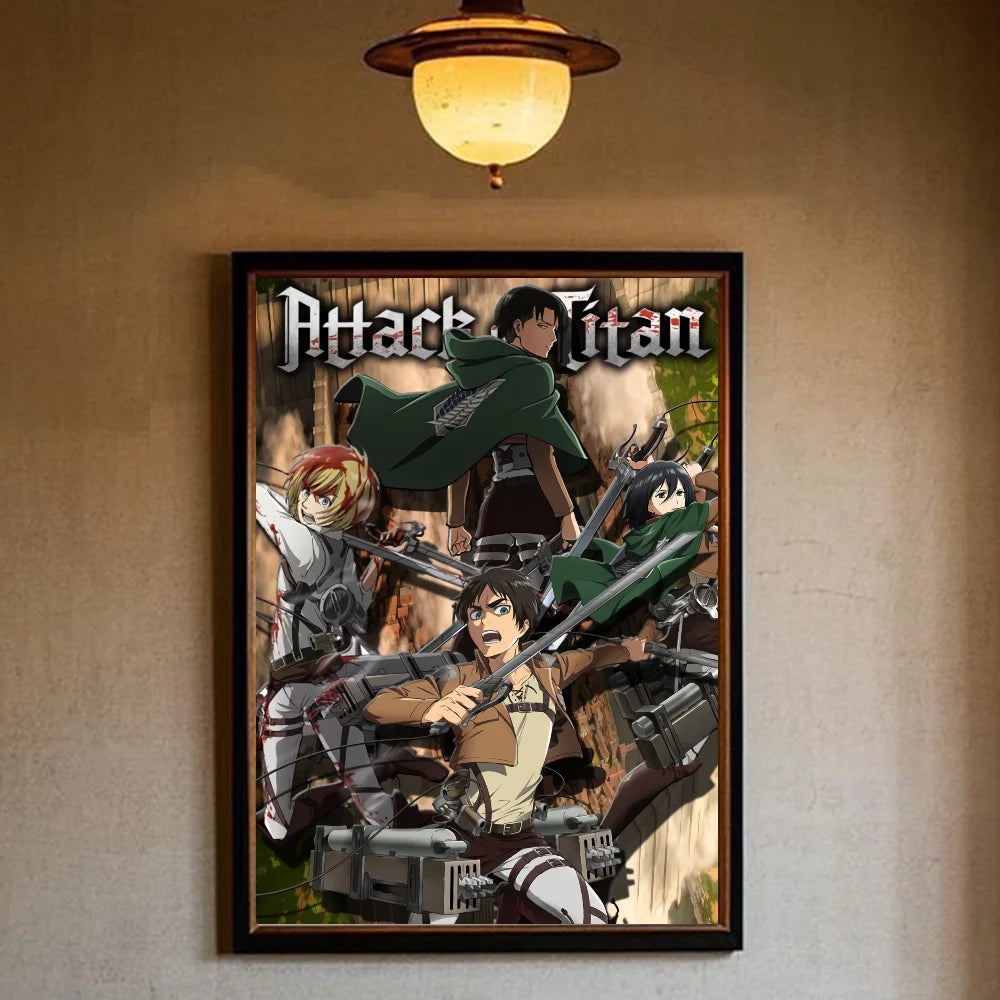 A-Attack on Titan Poster art sticky wall waterproof home living room bedroom bar aesthetic decoration