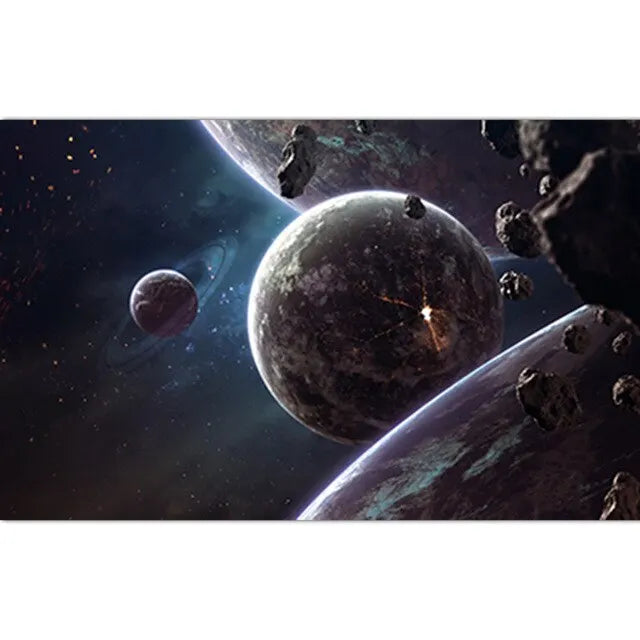 Solar System Educational Poster for Kids Cartoon Planets Canvas Wall Art for Classroom and Childrens Room Decor
