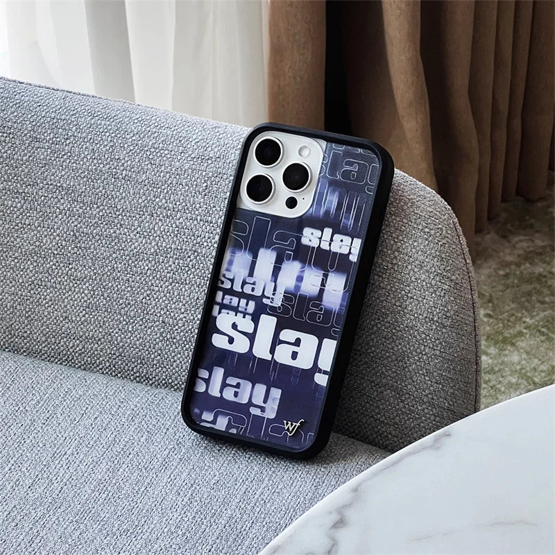 Wildflower Glossy 3D Full Marble Spider Web Pattern Phone Case For iPhone 16 15 14 13 12 Pro Max WF Letter Anti-Fall Hard Cover