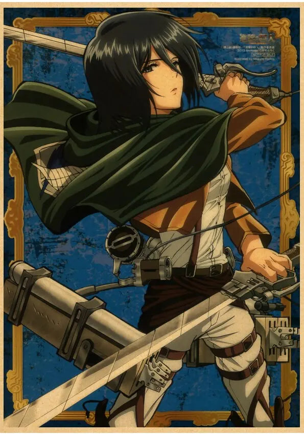 High Quality Vintage Japanese Anime Attack on Titan Retro Poster Shingeki No Kyojin Kraft Paper Art Print Wall Sticker for Home