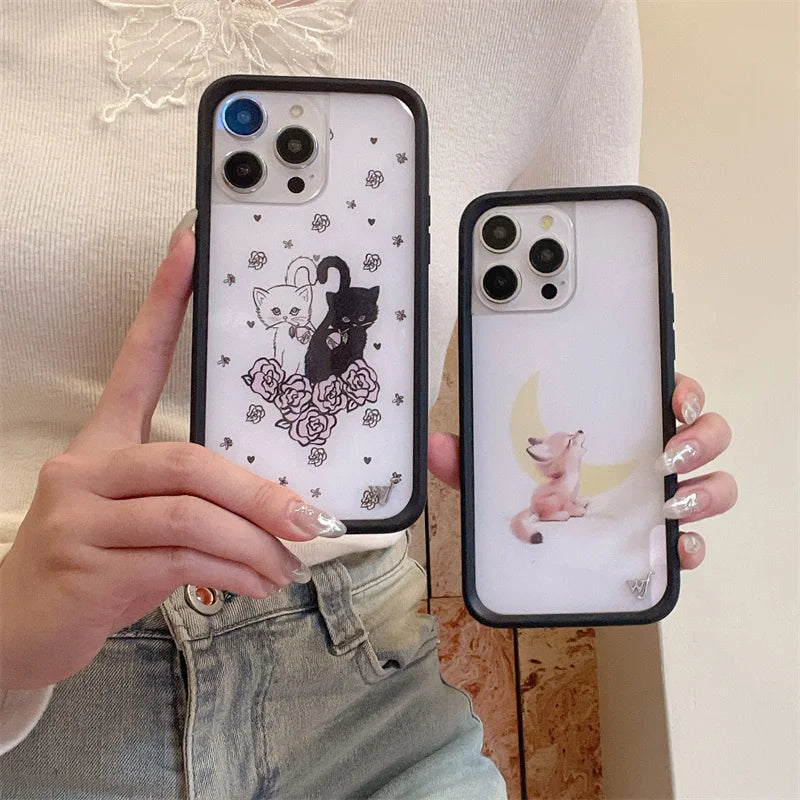 Wildflower 3D Kittens Camo Fox Phone Case for iPhone 16 15 14 13 12 Pro Max Plus 16pro Little Stinker WF Meow Cute Cover Funda