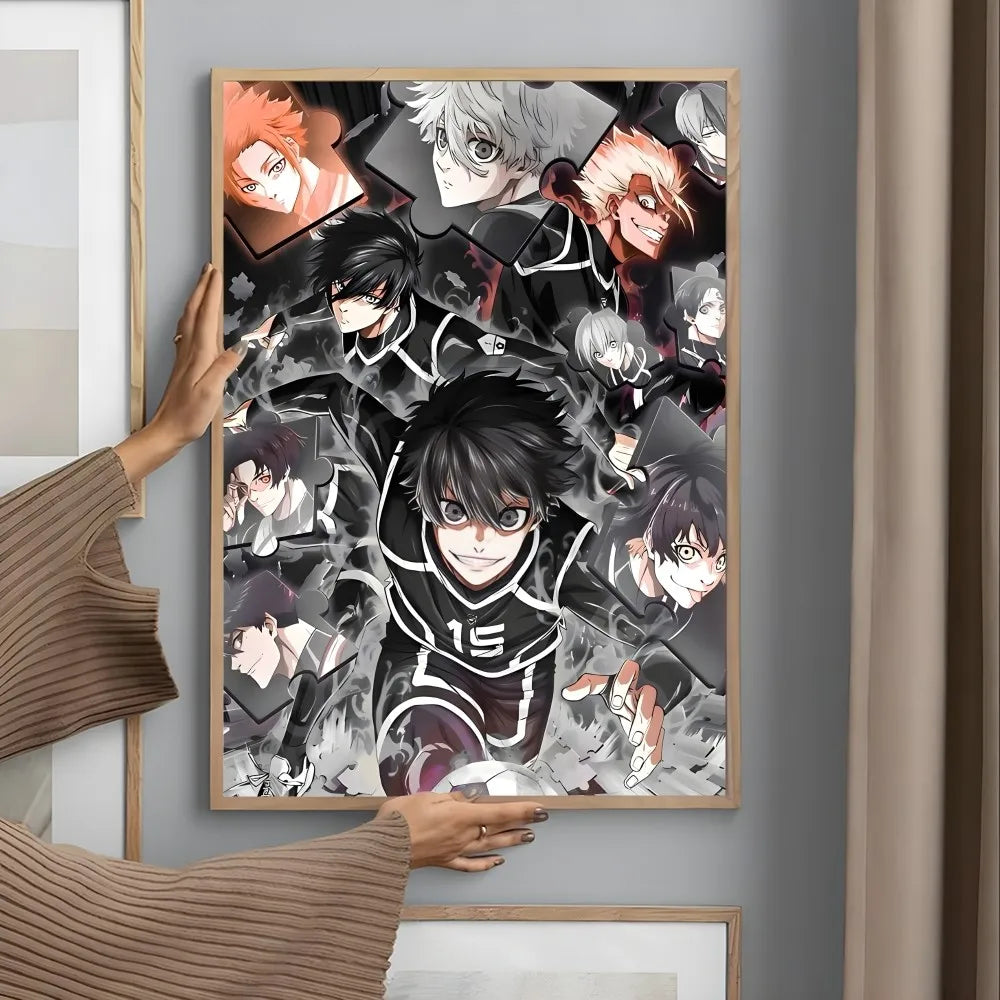 Anime B-BLUE LOCK Football Catoon Poster Corridor Wall Art Printing Waterproof Home Living Bed Room Decor