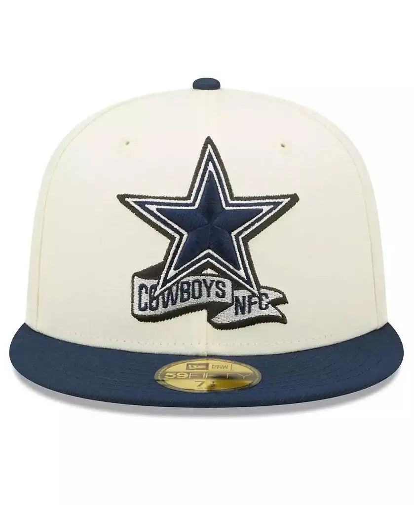 New Era | Men's Cream, Navy Dallas Cowboys 2022 Sideline 59FIFTY Fitted Hat
