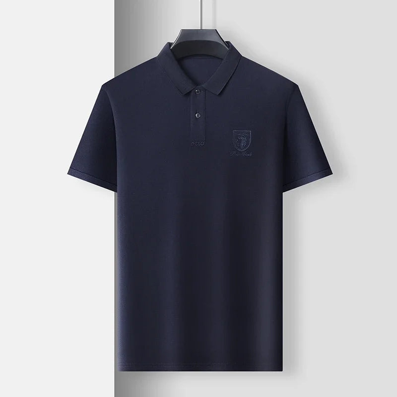 2024 Men's New Embroidered Cotton Business Leisure Short Sleeved POLO Shirt Fashion Short Sleeved Comfortable and Breathable Top