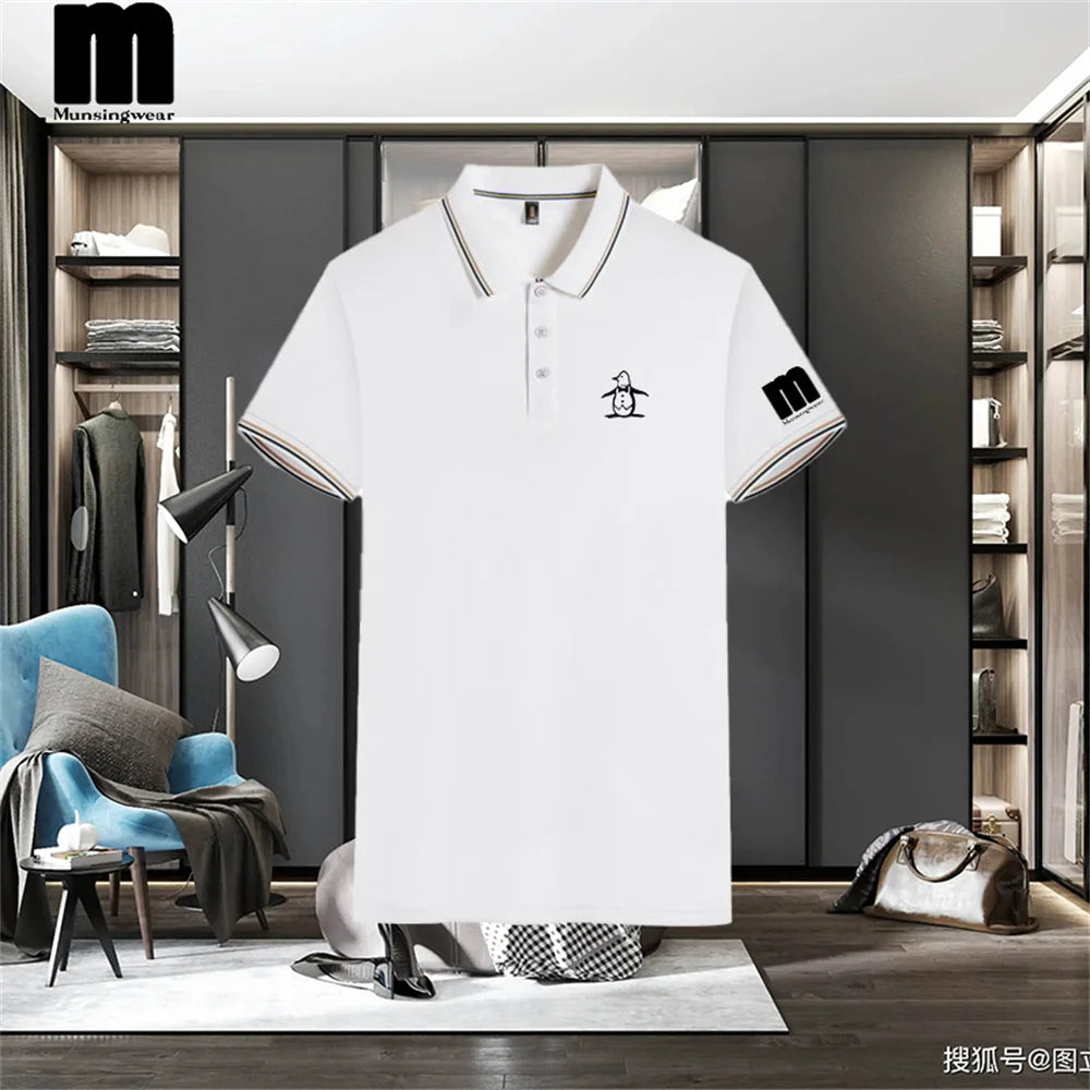 Summer Men's Polo Shirt Short Sleeve Collar Button T-shirt Men's Casual Fashion Street Wear Lightweight Jogging Top