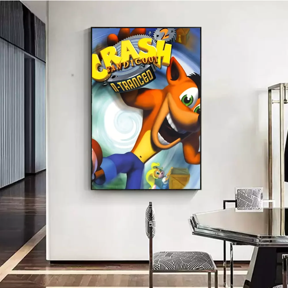 Crash Bandicoot Anime Posters Sticky Whitepaper Sticker DIY Room Bar Cafe Kawaii Room Decor