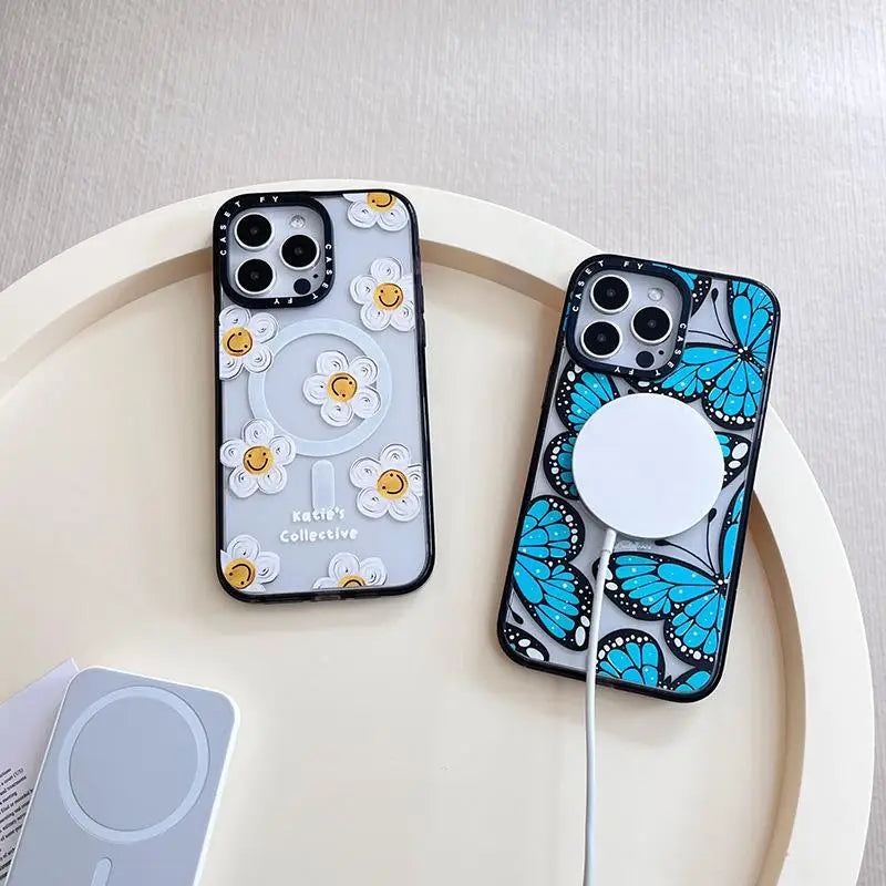 Art Oil Painting Daisy Suitable for Apple iPhone 16 ProMax Magnetic Phone Case 13 Trendy Brand 14/15plus