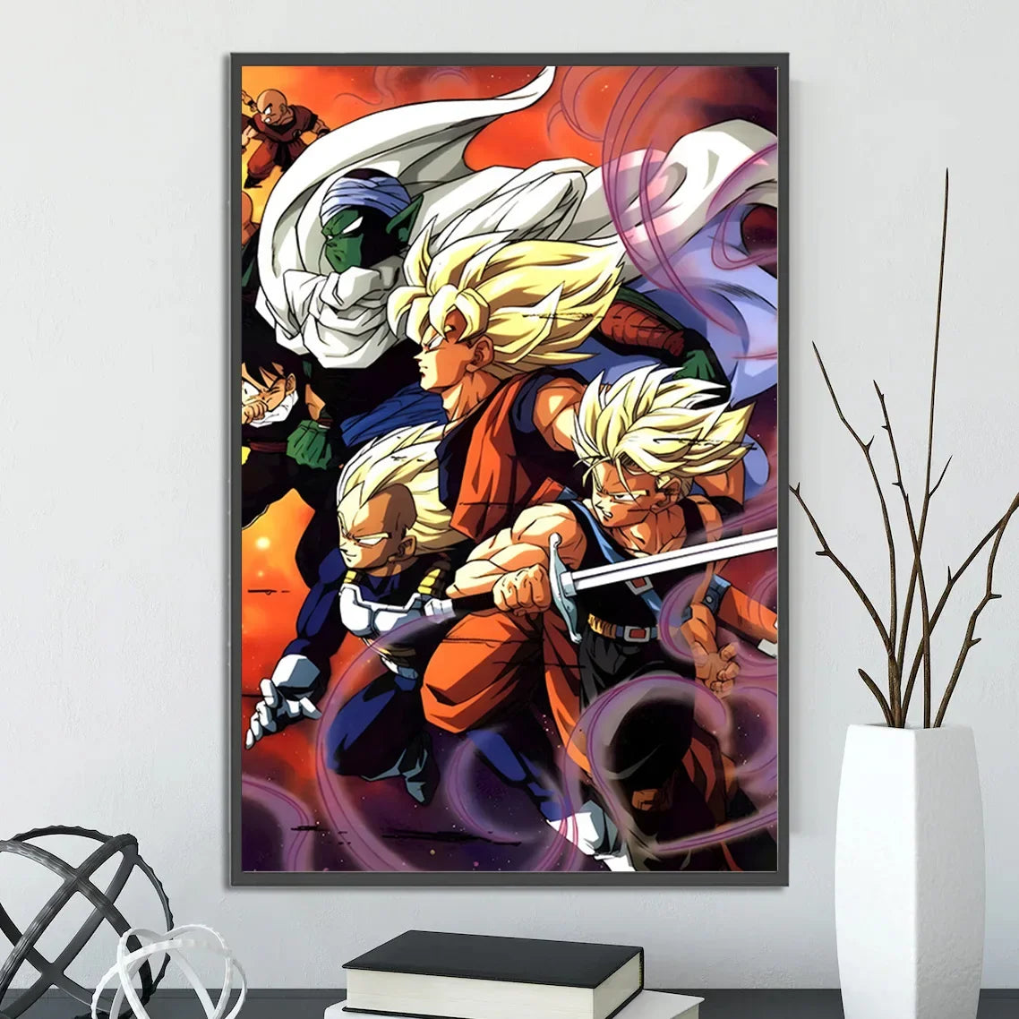 Dragon Ball Self-adhesive Poster Super Saiyan Goku Anime Wallpapr Vegeta Home Decoration Painting Wall Art Kid Birthday Gift