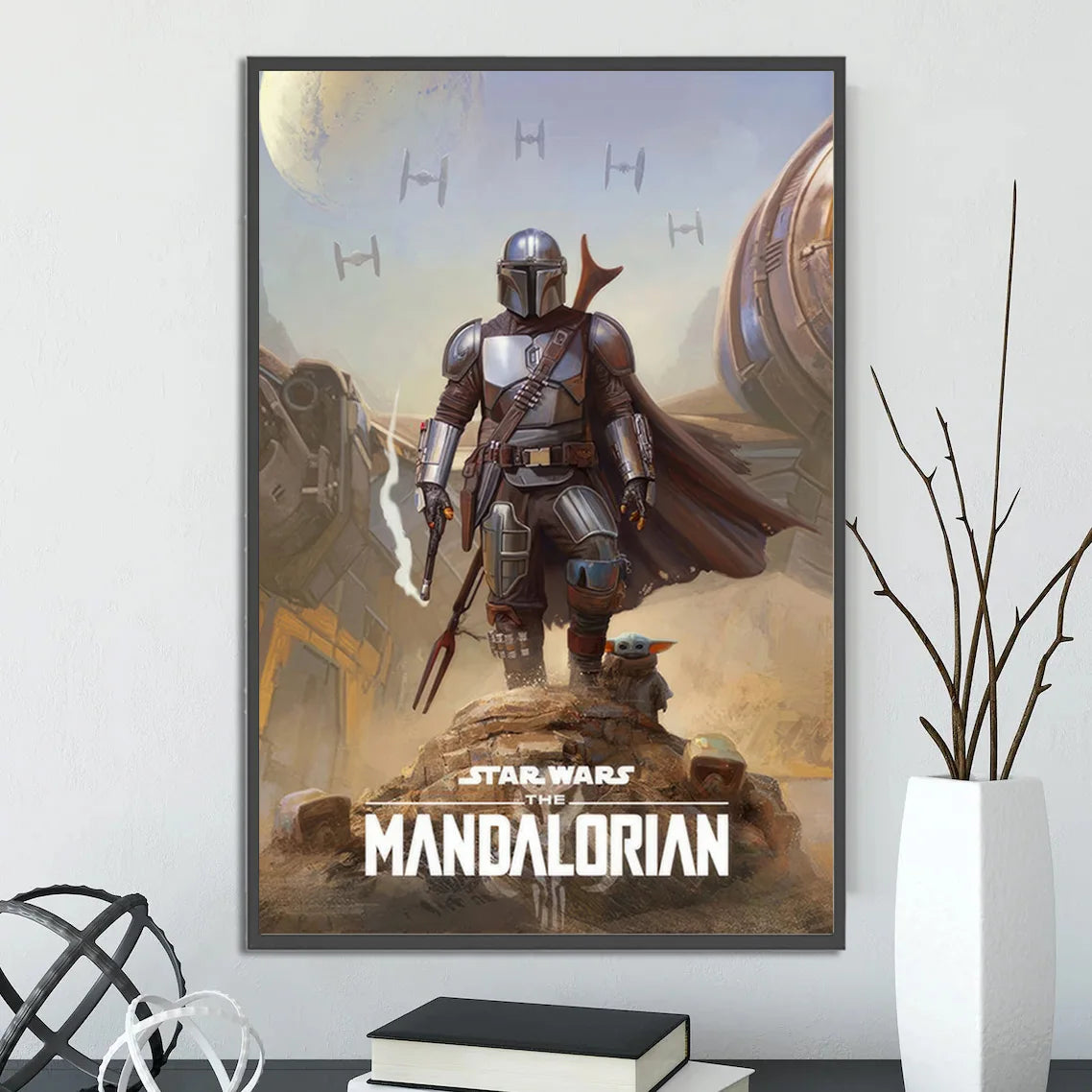 Star Wars Mandalorian Self-adhesive Poster Figures Home Decoration Painting Wall Art Computer Room Decor Kid Gift Yoda Wallpaper