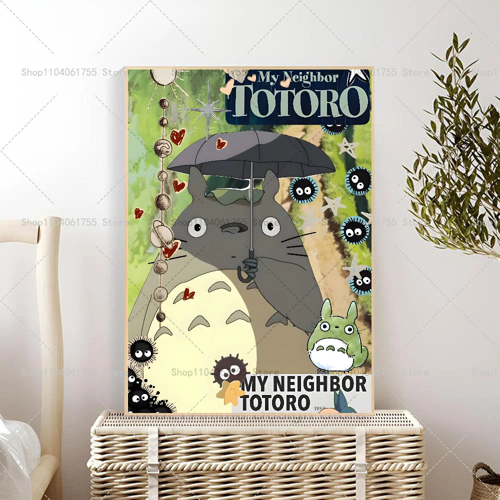 1PC Anime M-My N-Neighbor T-Totor Poster Self-adhesive Art Waterproof Paper Sticker Coffee House Bar Room Wall Decor