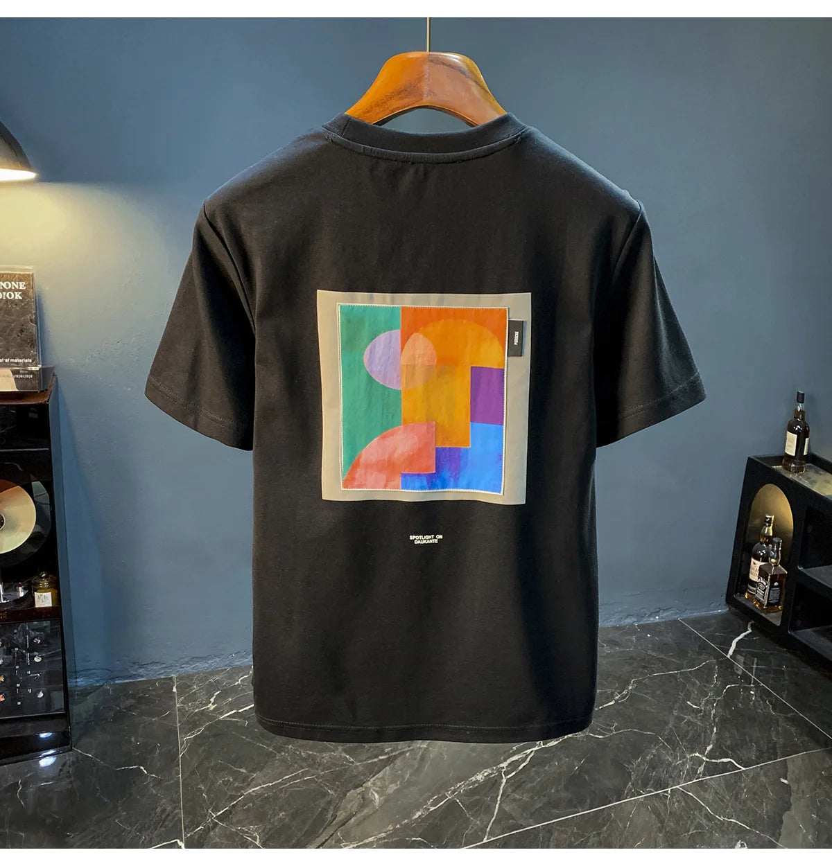 2025 Summer New Geometric Creative Printed Short sleeved T-shirt for Men, Comfortable, Versatile, Premium Embroidered Top