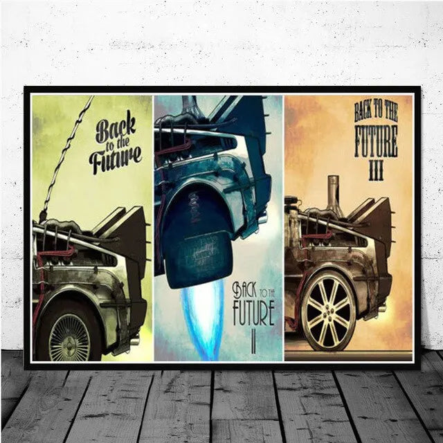 Back To The Future Car Canvas Art Print Retro Movie Wall Decor for Living Room Home Decor Poster