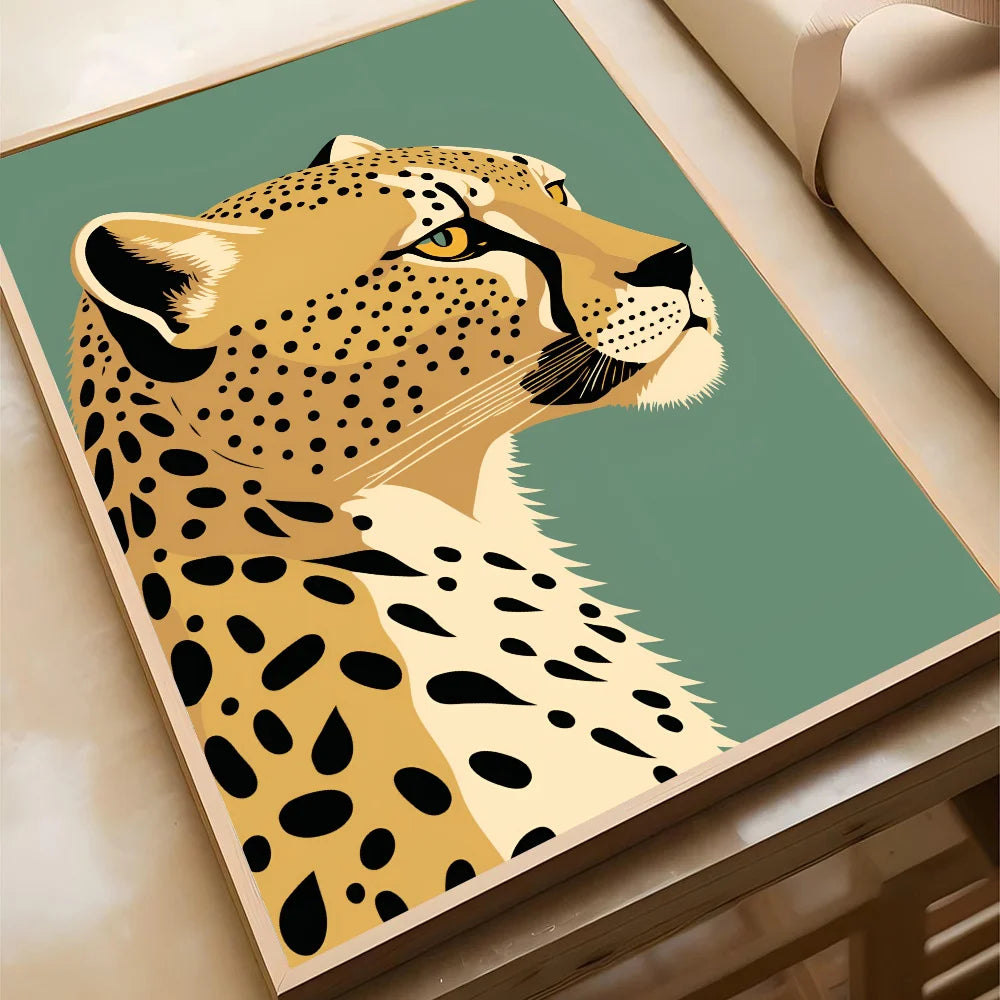 Wild Leopard Tiger Vase Flower Poster Poster Paper Print Home Living Room Bedroom Entrance Bar Cafe Art Painting Decoration