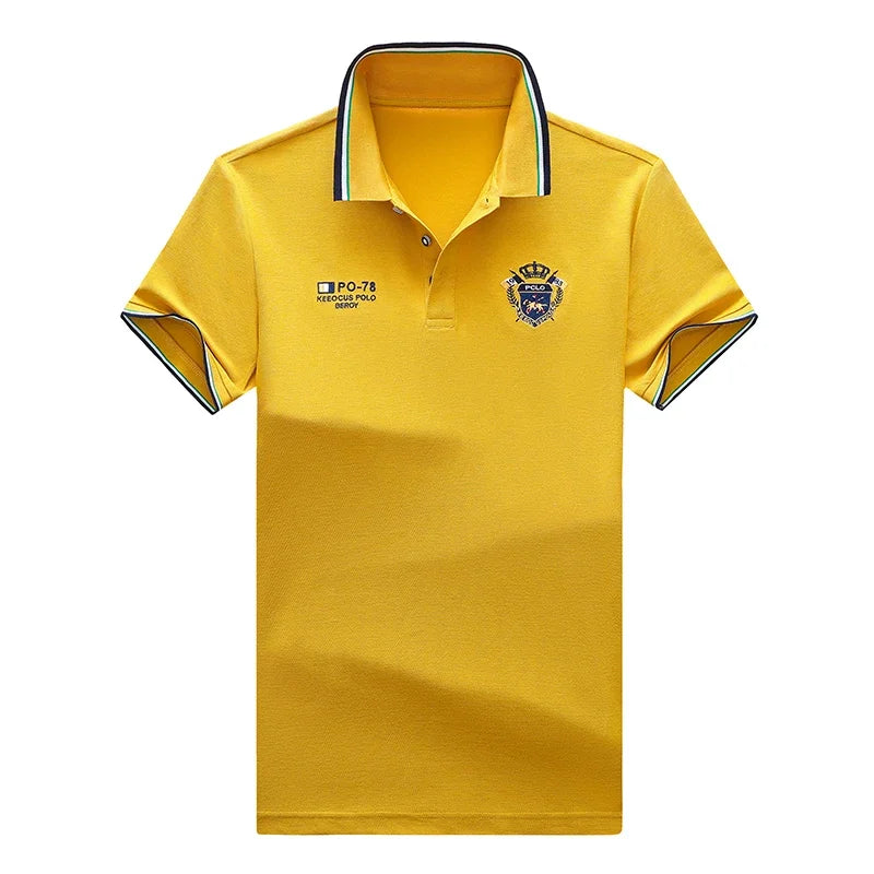 New Men's Casual Embroidery Short Sleeve Polo Shirt Fashion Solid Color Top