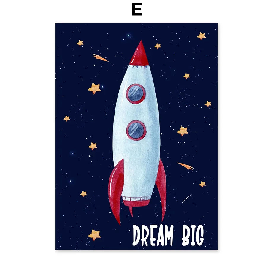 Custom Name Kids Room Decorative Wall Art Prints Space Astronaut Interior Poster Baby Canvas Decoration Wall Pictures Home Decor