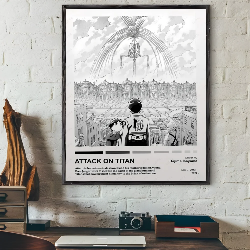 A-Attack On Japanese Manga T-Titan Poster Sticky Wall Art Printing Waterproof Home Living Bed Room Bar Hallway Aesthetic Decor