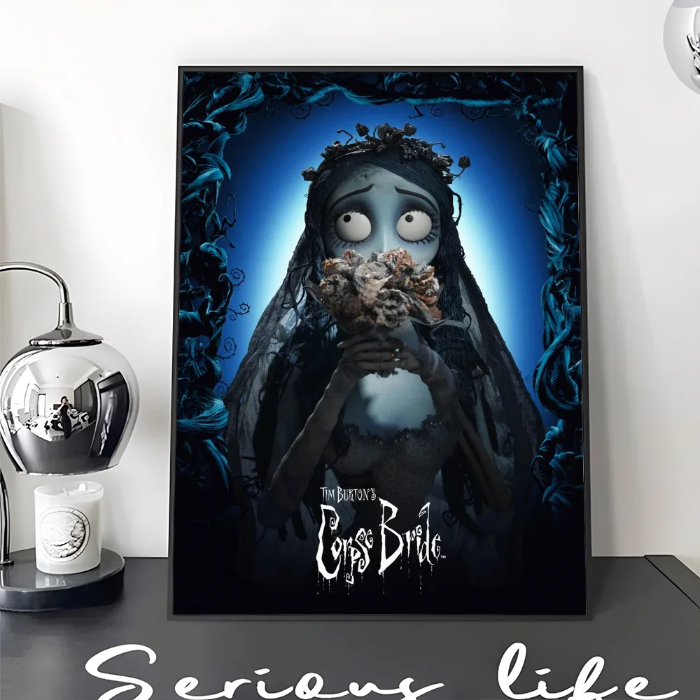 C-Corpse Bride Cartoon Movie Sticky Posters Retro Kraft Paper Sticker DIY Room Bar Cafe Aesthetic Art Wall Painting