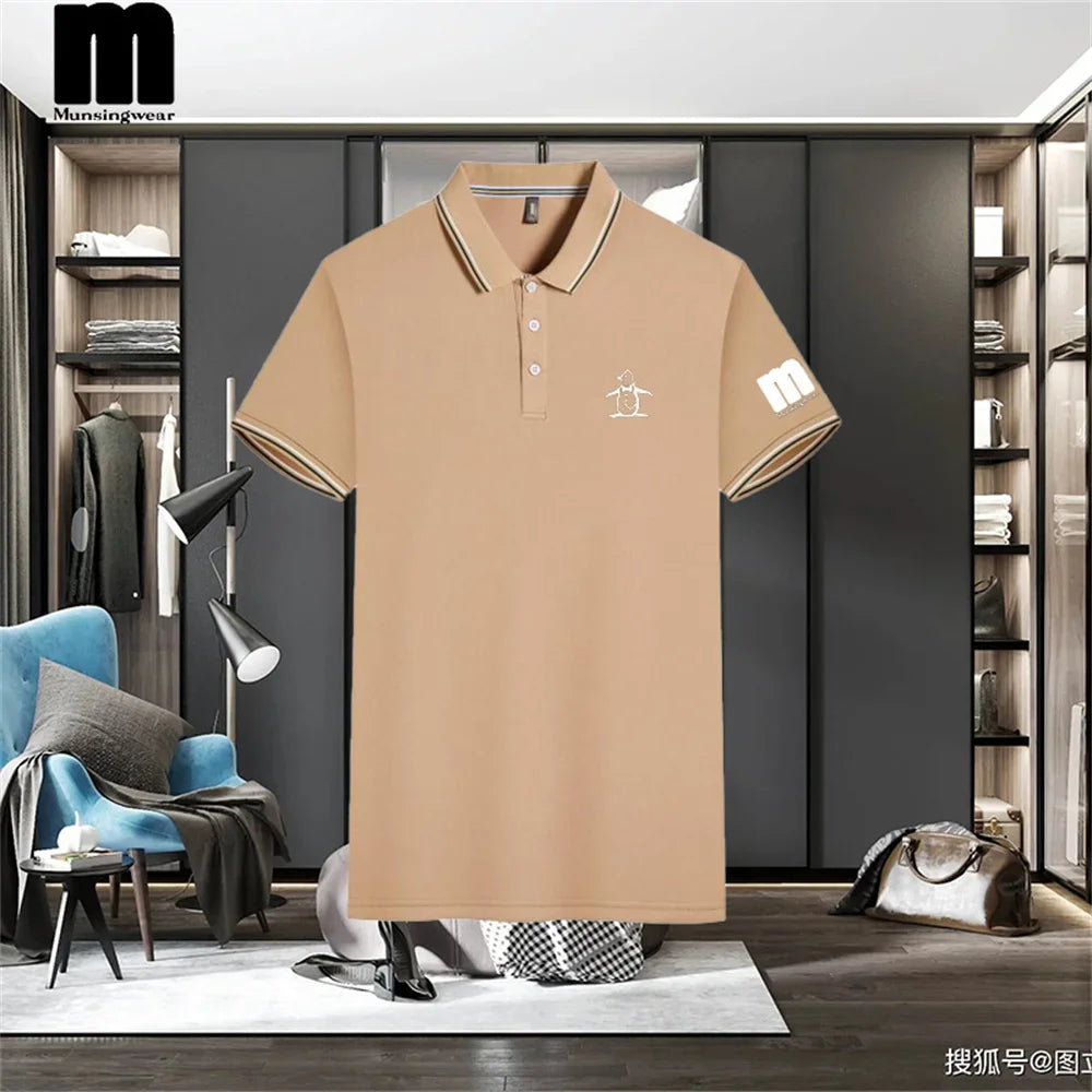 Summer Men's Polo Shirt Short Sleeve Collar Button T-shirt Men's Casual Fashion Street Wear Lightweight Jogging Top