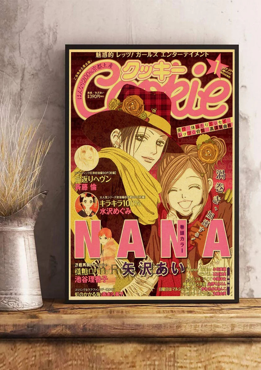 Hot Anime Posters NANA Retro Kraft Paper Sticker Poste 2021 Arrivals Bar Cafe Decor Nostalgia Gift Funny Prints Wall Paintings