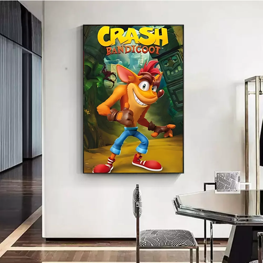 Crash Bandicoot Anime Posters Sticky Whitepaper Sticker DIY Room Bar Cafe Kawaii Room Decor