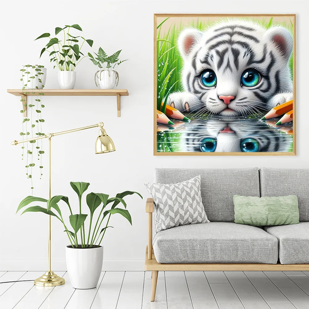 HUACAN Diamond Mosaic 5D Animal Full Square Round Tiger Painting New Arrivals Complete Kit Decoration For Home