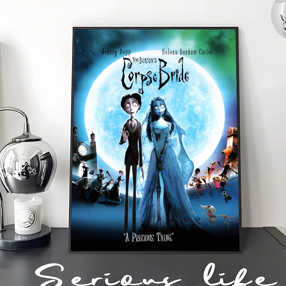 C-Corpse Bride Cartoon Movie Sticky Posters Retro Kraft Paper Sticker DIY Room Bar Cafe Aesthetic Art Wall Painting