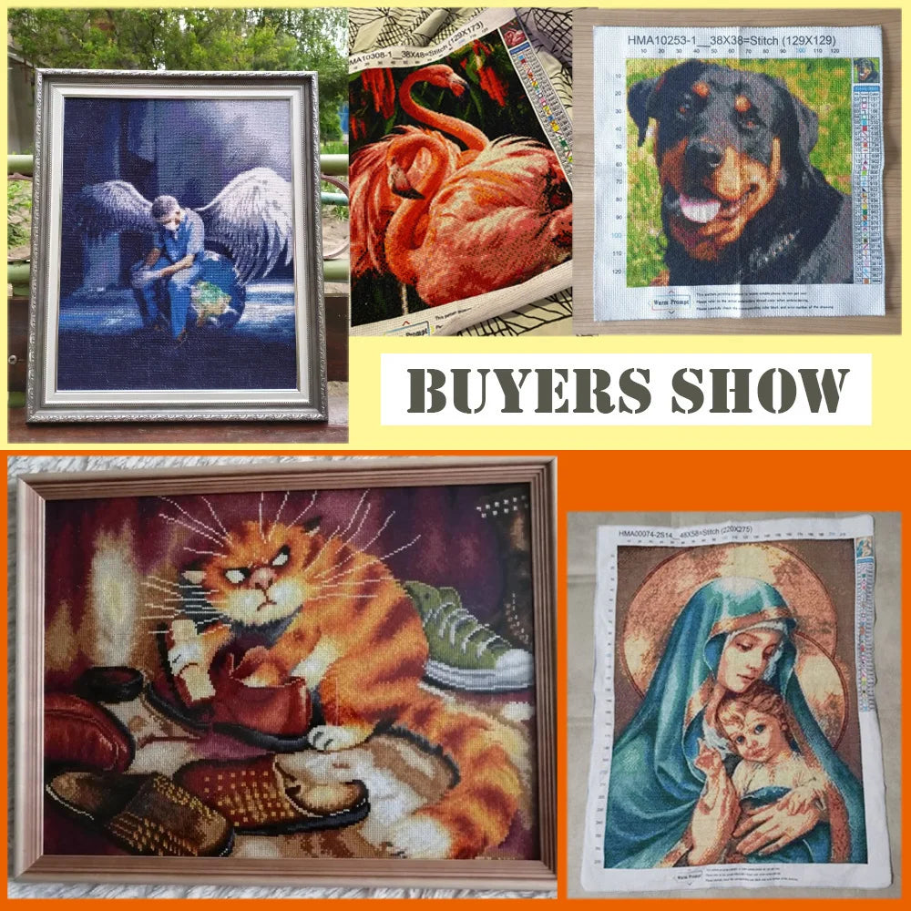 Animal Horse Printed Cross Stitch DIY Embroidery Set DMC Threads Needlework Sewing Handiwork Handicraft Floss Needle Room Decor