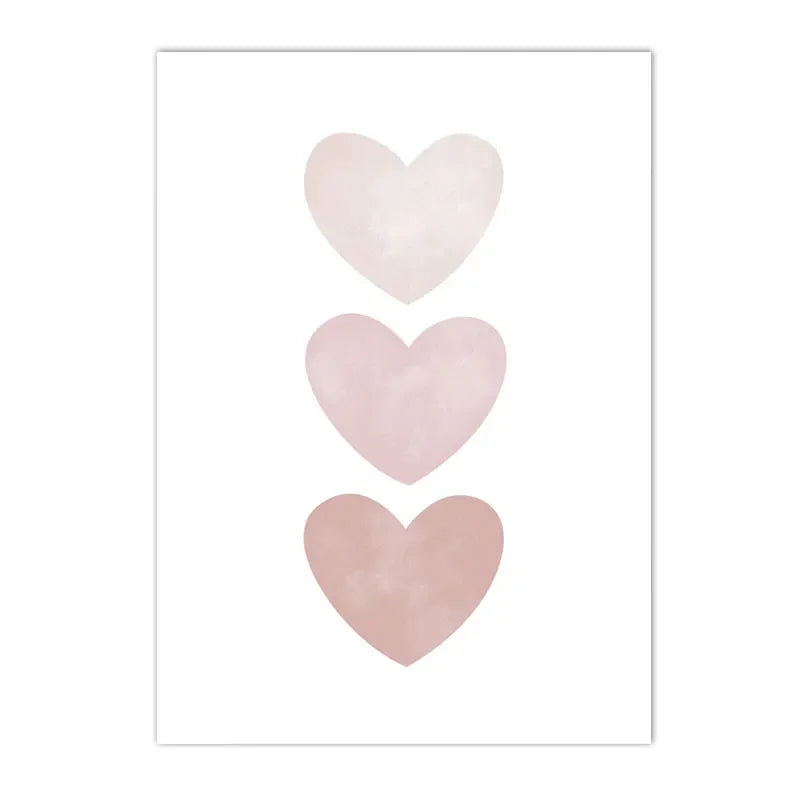 Pink Heart Nursery Poster Sun Daisy Butterfly Rainbow Wall Art Canvas Painting Personalized Name Print Pictures Girl Room Decor