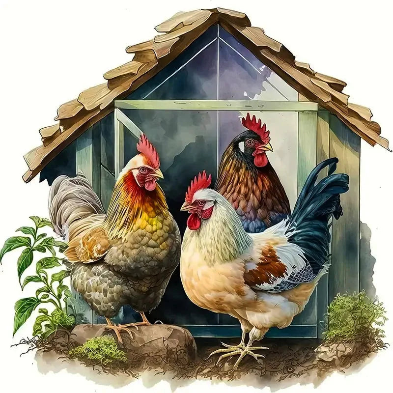 Huacan New Diamond Painting Animal Home Decor Full Round Square Drill Mosaic Chicken Picture Of Rhinestones Craft Kit