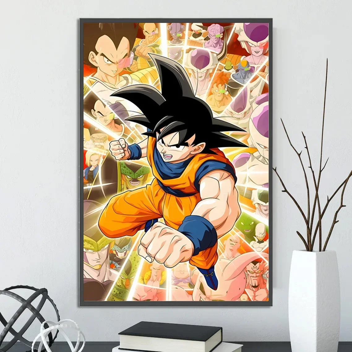 Dragon Ball Self-adhesive Poster Saiyan Goku Anime Wallpapr Figures Home Decoration Painting Pictures Wall Art Birthday Gift