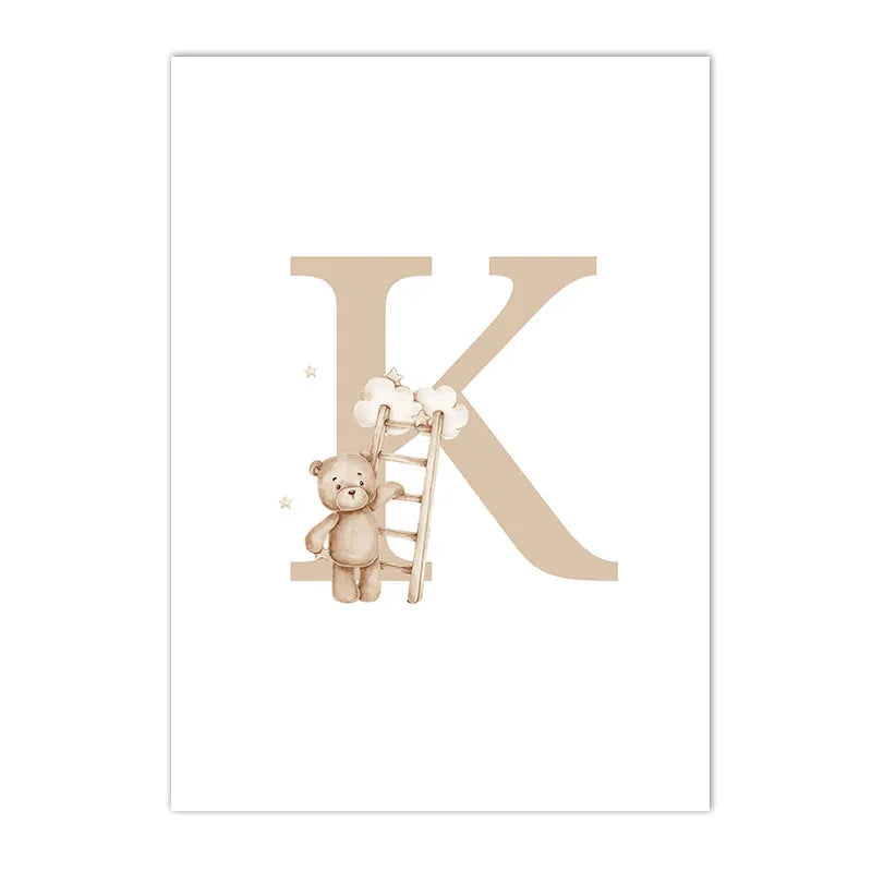 Custom Name Nursery Poster Bear Hot Air Balloon Wall Art Prints Boho Rainbow Sun Canvas Painting Pictures Baby Kids Room Dear