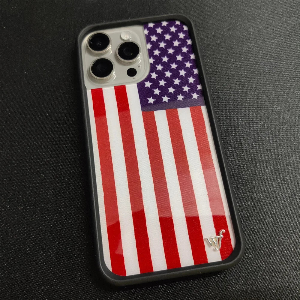 Wildflower Phone Case Cute strawberry for iPhone 15 Pro 16 plus 16 14 13 Pro Max 12 WF National flag Deer swan Cartoon Cover