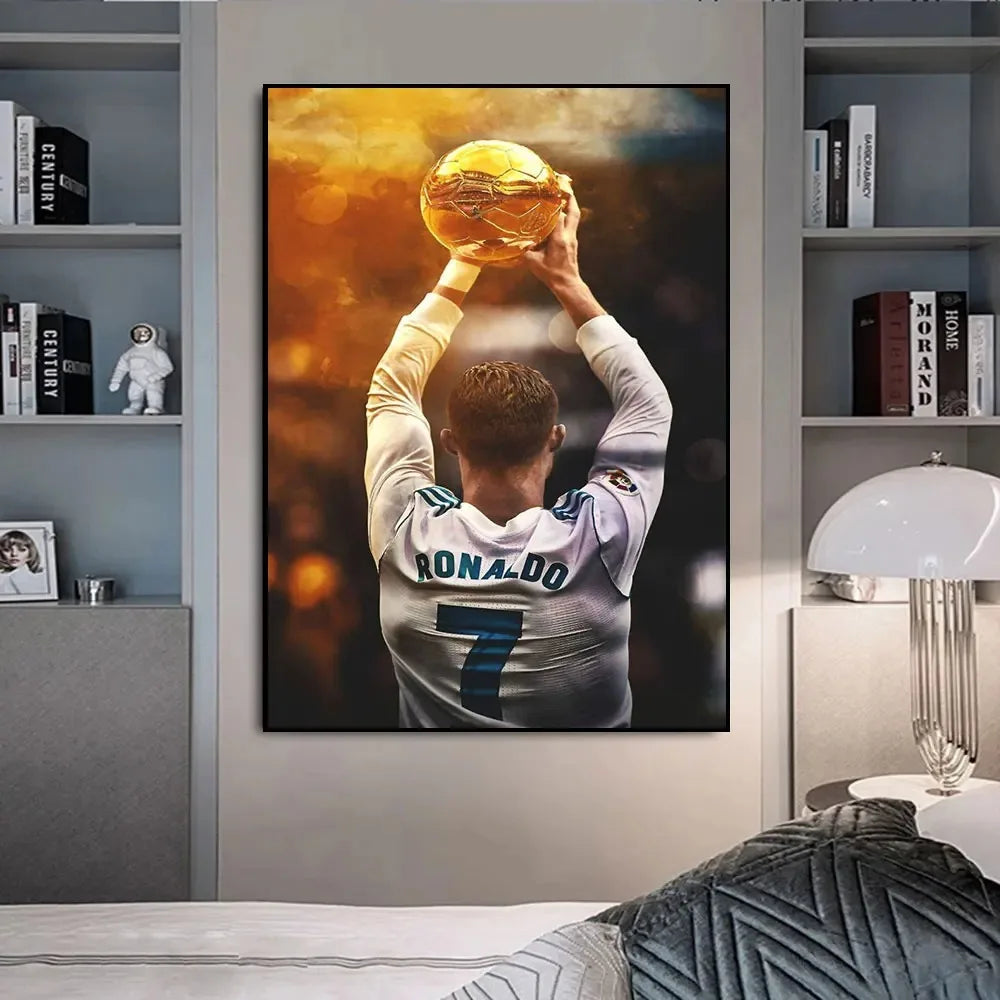 Portugal Super Football Star C-CR7 Poster Prints Motivational Quotes Canvas Painting Soccer Fans Room Decor No Frame