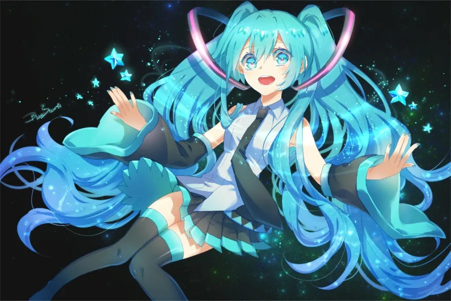 H-Hatsune Anime Miku-Poster Cartoon beautiful girl Anime Canvas Print Poster Poster Wall Art Decoration For Home Room Decoration