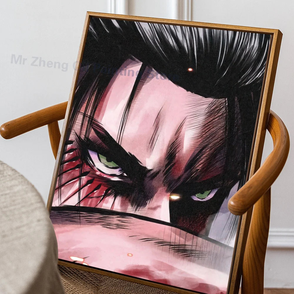 1PC Attack On Titan Poster Self-adhesive Art Waterproof Paper Sticker Coffee House Bar Room Wall Decor