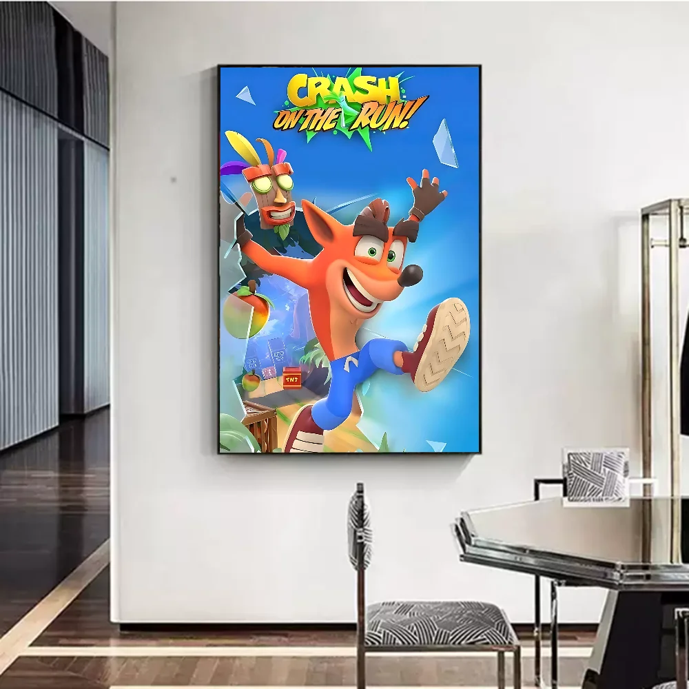 Crash Bandicoot Anime Posters Sticky Whitepaper Sticker DIY Room Bar Cafe Kawaii Room Decor
