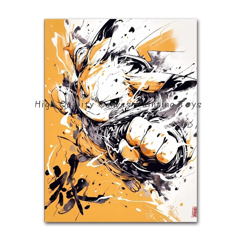 Anime Figures Pokemon Ink Painting Painting Canvas Painting Posters and Prints Wall Art Picture for Living Room Children Gift