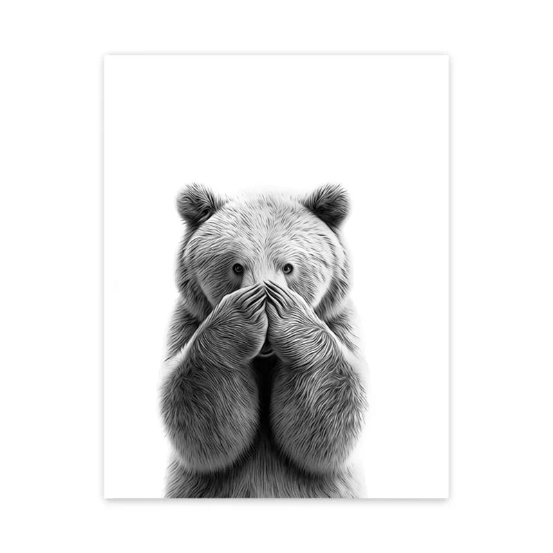 Funny Canvas Poster Cat Giraffe Dog Elephant Toilet Paper Bathtub Funny Bathroom Poster Wall Art Shower Room Home Decoration