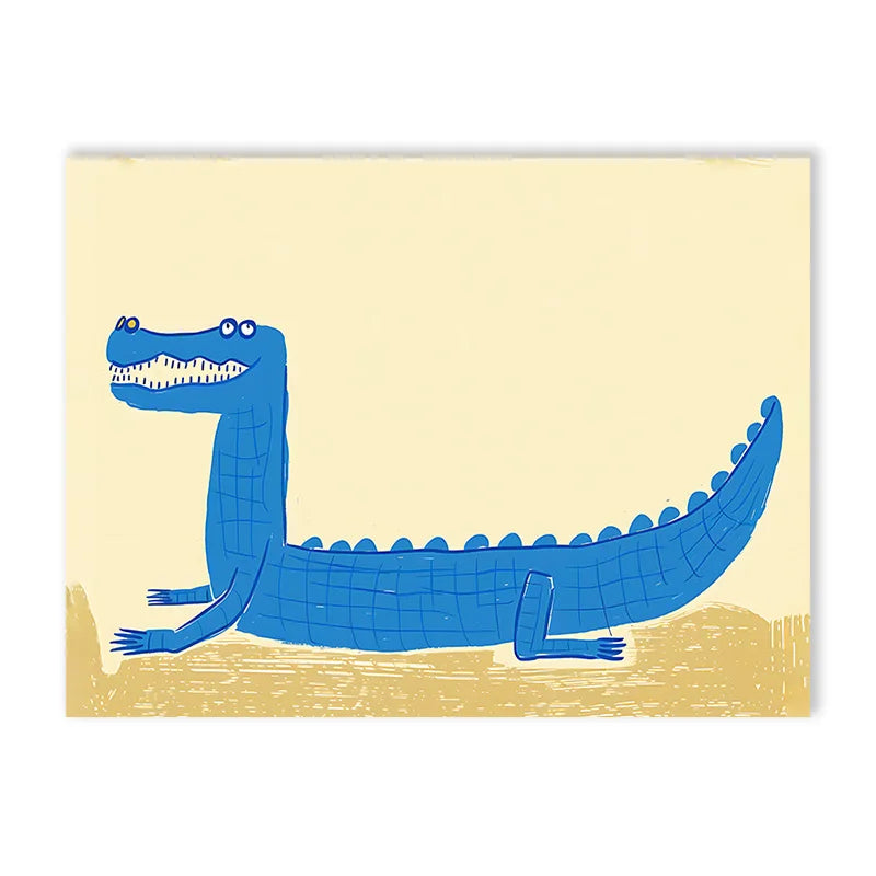 Cute Cartoon Colorful Animal Poster Children's Room Field Nursery Kindergarten Decoration Canvas Home Wall Art