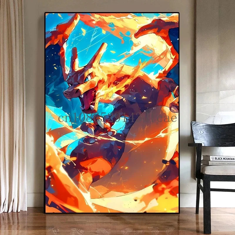 Anime Pokemon Canvas Painting Bulbasaur Charmander Squirtle Poster and Print Watercolor Wall Art Picture Home Decor Kids Gifts