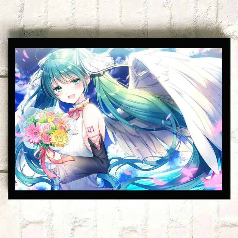 H-Hatsune Anime Miku-Poster Cartoon beautiful girl Anime Canvas Print Poster Poster Wall Art Decoration For Home Room Decoration