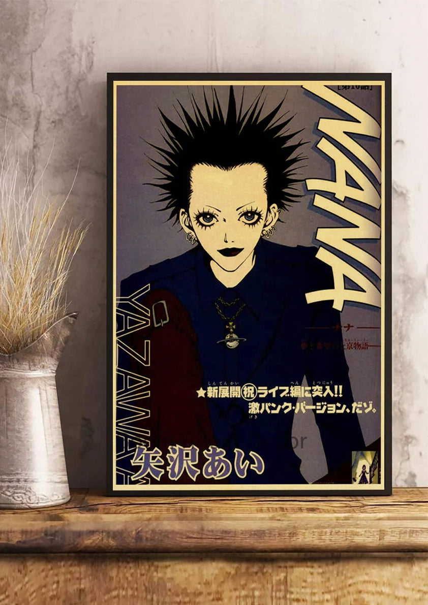 Hot Anime Posters NANA Retro Kraft Paper Sticker Poste 2021 Arrivals Bar Cafe Decor Nostalgia Gift Funny Prints Wall Paintings